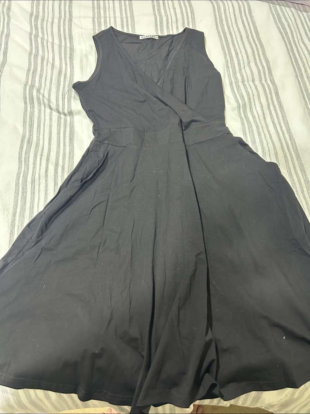 Black Sleeveless Wrap-Front Women's Dress
